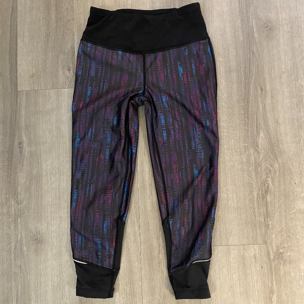 PRANA XS Capri Tight Purple & Black Yoga Run EUC!